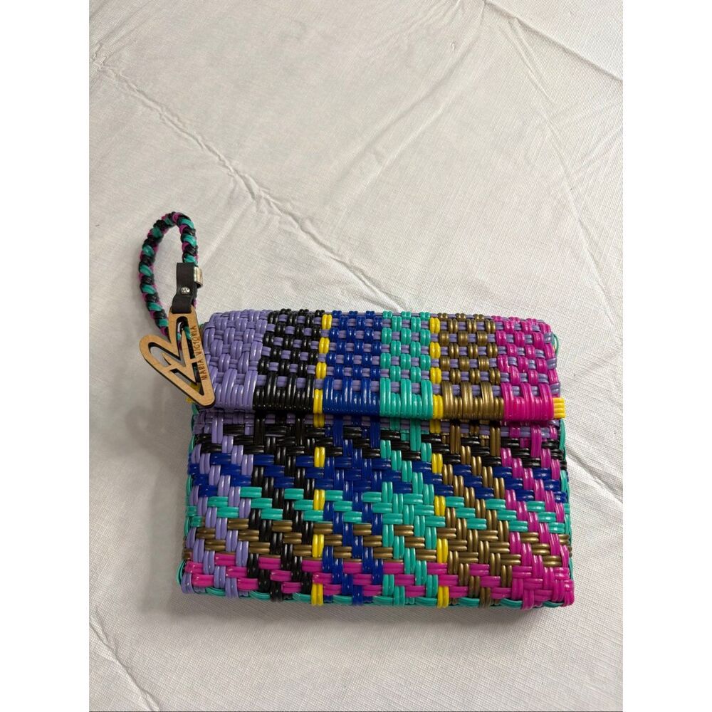 Maria Victoria Multicolor PVC Wristlet Bag Handcrafted in Mexico